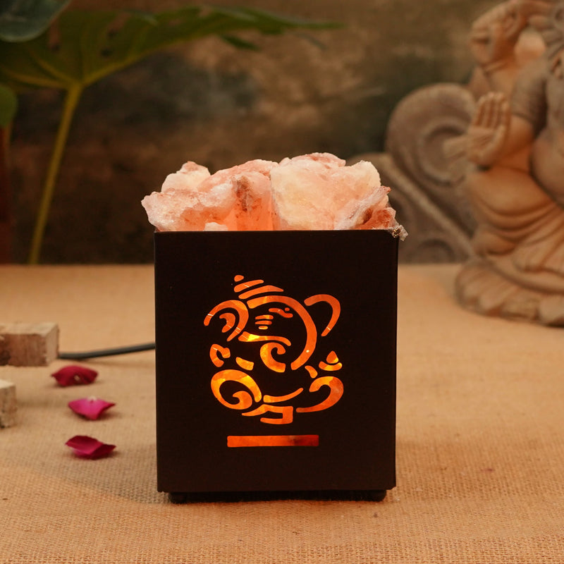 Lord Ganesha Himalayan Pink Rock Salt Lamp