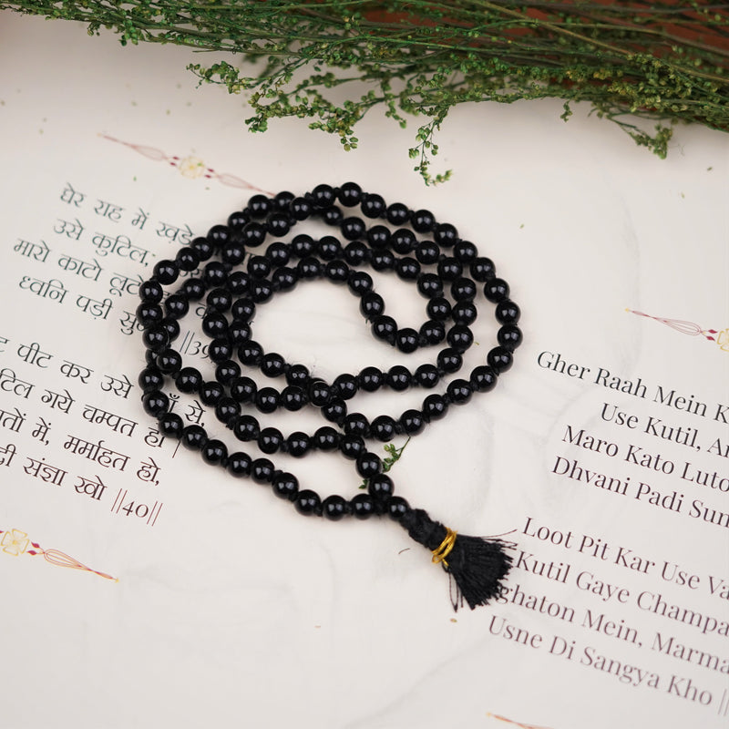 Black Hakik Mala | Black Agate Prayer Rosary 6 mm