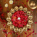 Gold Plated Floral Urli With Diya (16 Inches )