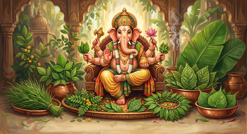21 Sacred Leaves Offered to Lord Ganesha