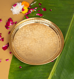 Pure Brass Floral Etchings Pooja Thali 9 Inch