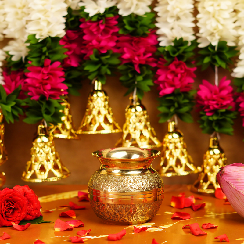 Pure Brass Embossed Pooja Lota 3 Inches 250 ml