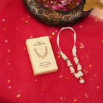 White Floral Fabric Idol Mala 8" | 3g