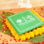 Green Aipan Shankh Chakra Namah Pooja Chowki 11x11 Inch