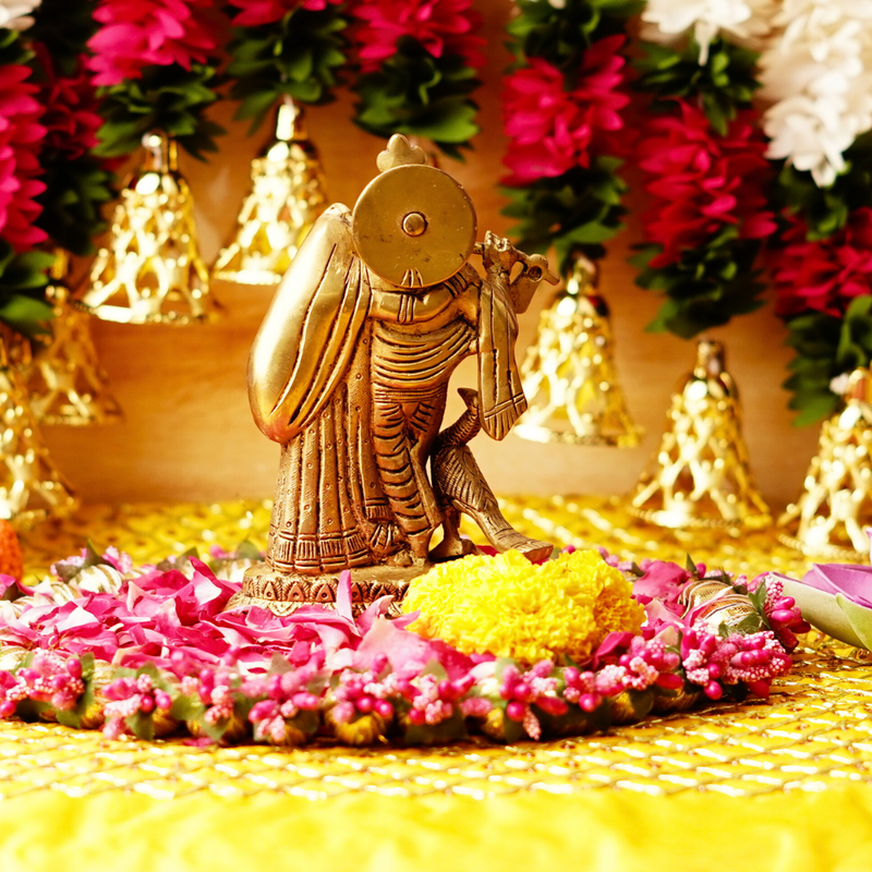 Pure Brass Radha Krishna Idol 6 " | 902g