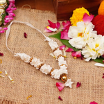 White Floral Fabric Idol Mala 8" | 3g