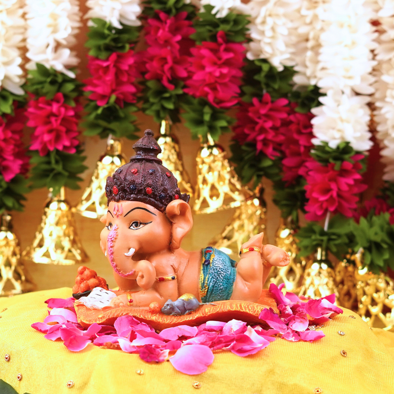 Laddu Ganesh Reading Premium Resin Idol 5" | 390g