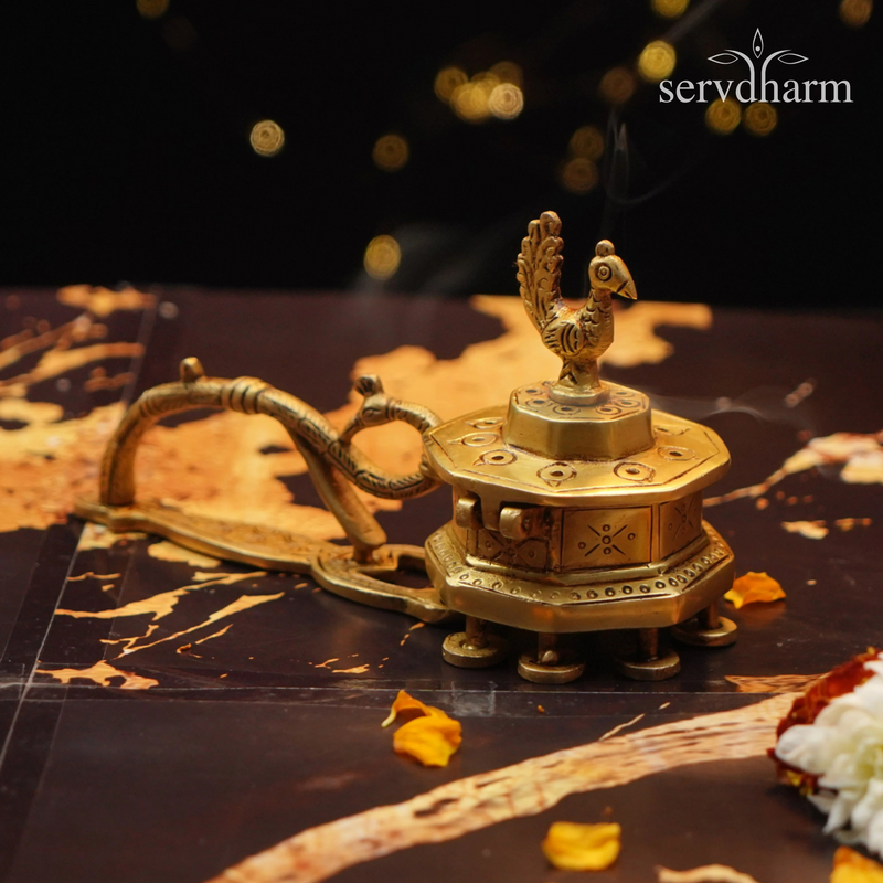 Pure Brass Peacock Incense Burner 7 Inch | 860 g