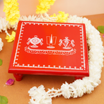 Red shank chakra Namah Aipan Pooja chowki 11x11 Inch