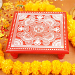 Padma Laxmi Charan aipan Pooja chowki  (11*11 Inch )