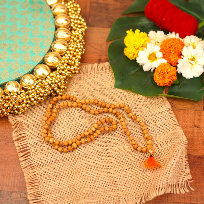Divine Sandalwood/ White Chandan Mala 6mm | 108 Beads | Jaap Mala