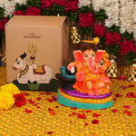 Traditional Gajavakra Ganesha Clay Idol | 7.5" Immersible Ganga River Mitti