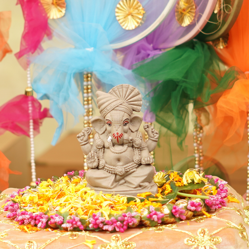 Mangalmurti Clay Ganesha Idol | 5" from Sacred Ganga Mitti | Immersible & Earth-Friendly