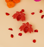 Red Kamal Ceramic Diya Set of 2