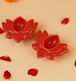 Red Kamal Ceramic Diya Set of 2