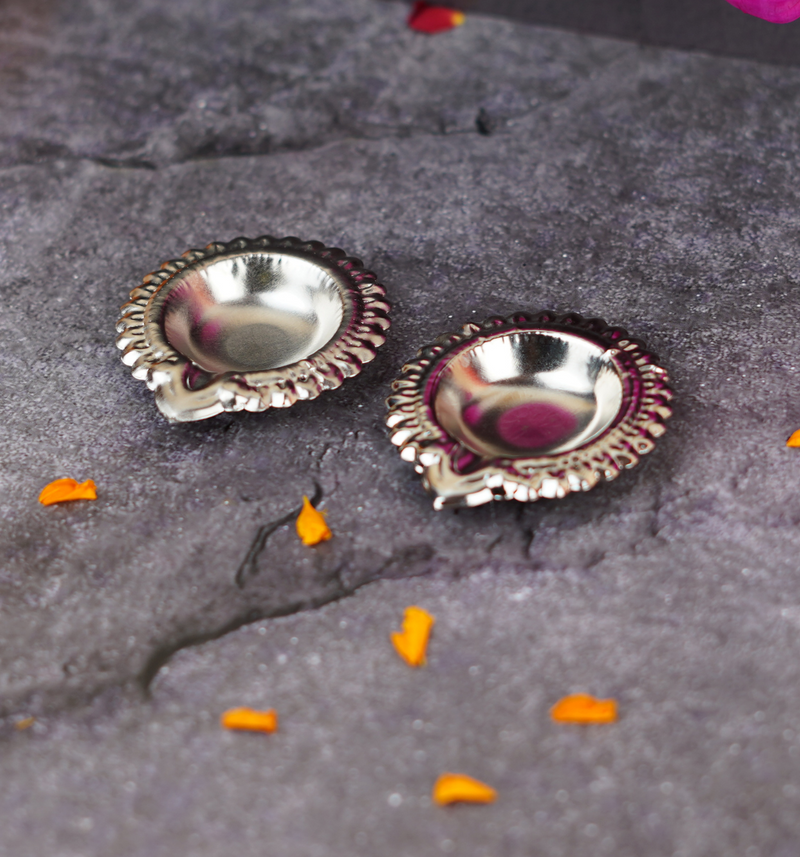 Silver Plated Diya Set of 2