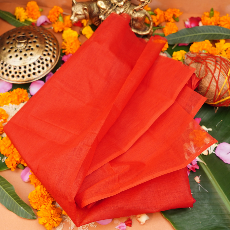 Red Pooja Vastra, Aasan | Red Fabric for Puja Rituals, 1.25 Metre