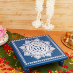 Indigo Aipan Laxmi Charan Pooja chowki 11x11 Inch