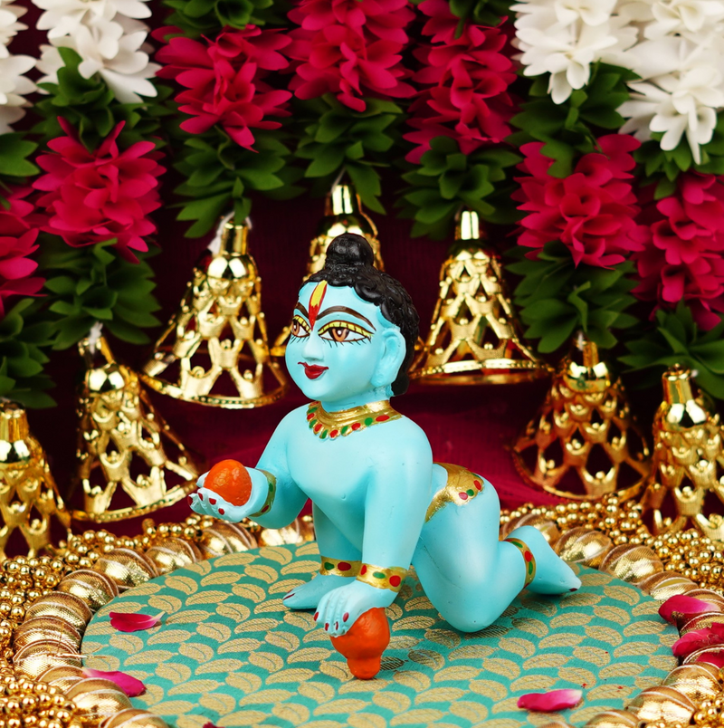 Blue Resin Laddu Gopal Idol 4.5 Inch