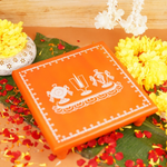 Orange shank chakra Namah Aipan Pooja chowki 11x11 Inch