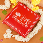 Red Aipan Shankh Chakra Namah Pooja Chowki 11x11 Inch