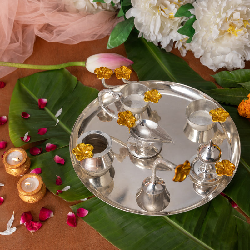 Pure Brass Pooja Thali Set 12"