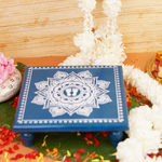 Indigo Aipan Laxmi Charan Pooja Chowki 11x11 Inch