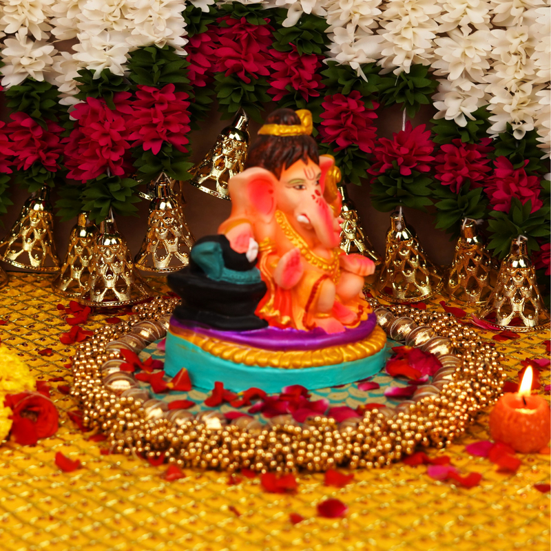 Traditional Gajavakra Ganesha Clay Idol | 7.5" Immersible Ganga River Mitti
