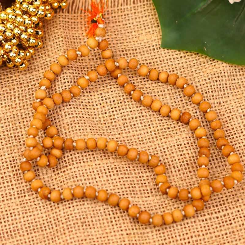 Divine Sandalwood/ White Chandan Mala 6mm | 108 Beads | Jaap Mala