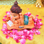 Laddu Ganesh Reading Premium Resin Idol 5" | 390g