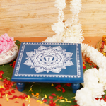 Indigo Aipan Laxmi Charan Pooja Chowki 11x11 Inch