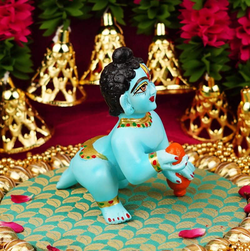 Blue Resin Laddu Gopal Idol 4.5 Inch