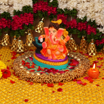 Traditional Gajavakra Ganesha Clay Idol | 7.5" Immersible Ganga River Mitti