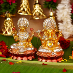 Silver and Golden Lakshmi Ganesh Resin Idol 4"