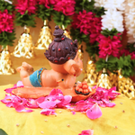 Laddu Ganesh Reading Premium Resin Idol 5" | 390g