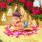 Laddu Ganesh Reading Premium Resin Idol 5" | 390g