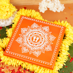 Orange Aipan Laxmi Charan Pooja chowki 11x11 Inch