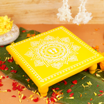 Yellow Aipan Laxmi Charan Pooja chowki 11x11 Inch