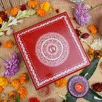 Divine Red Pooja Chowki 10" | Solid Wood Pooja Chowki