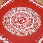 Divine Red Pooja Chowki 10" | Solid Wood Pooja Chowki