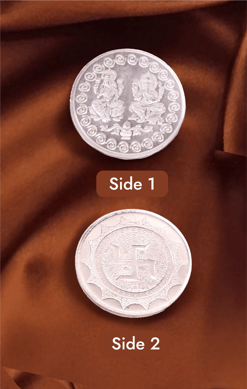 999 Silver Plated Ganesh Lakshmi with Swastik Coin