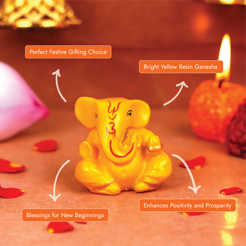 Yellow Gifting Ganesha Resin Idol 2 Inches