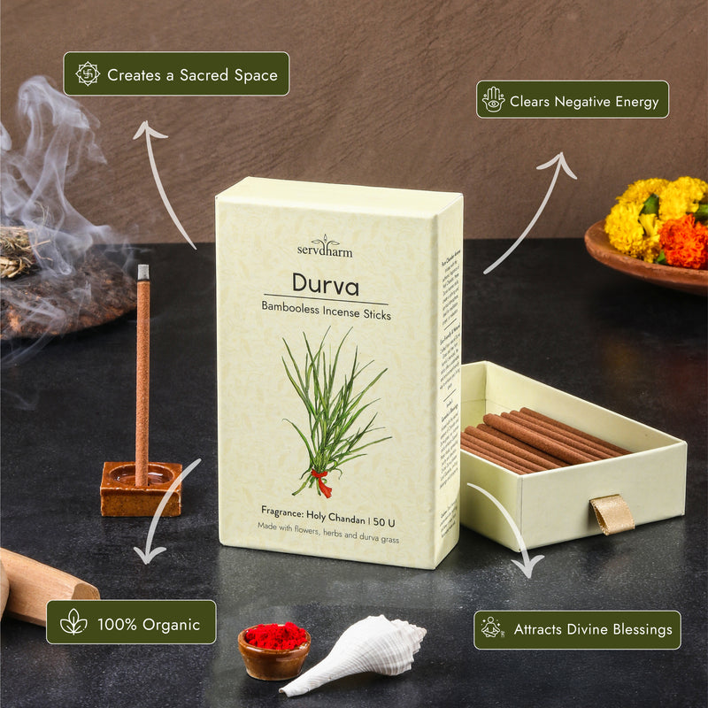 Durva Bambooless Dhoop Sticks | Fragrance : Holy Chandan | Pack of 50