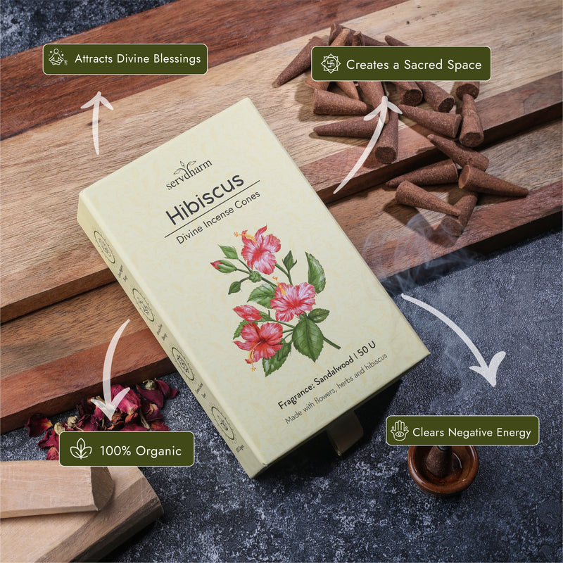 Hibiscus Divine Incense Cones | Fragrance : Sandalwood | Pack of 50