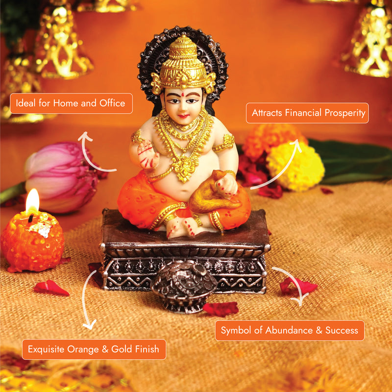 Lord Kuber Orange and Golden Resin Idol 6 Inches