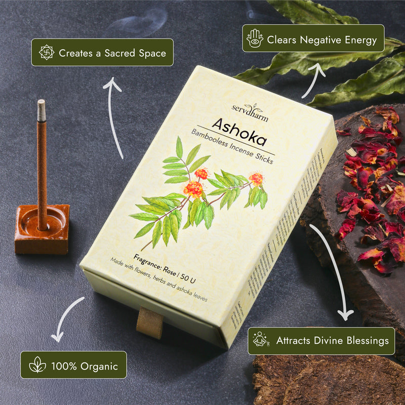 Ashoka Bambooless Dhoop Sticks | Fragrance : Rose | Pack of 50
