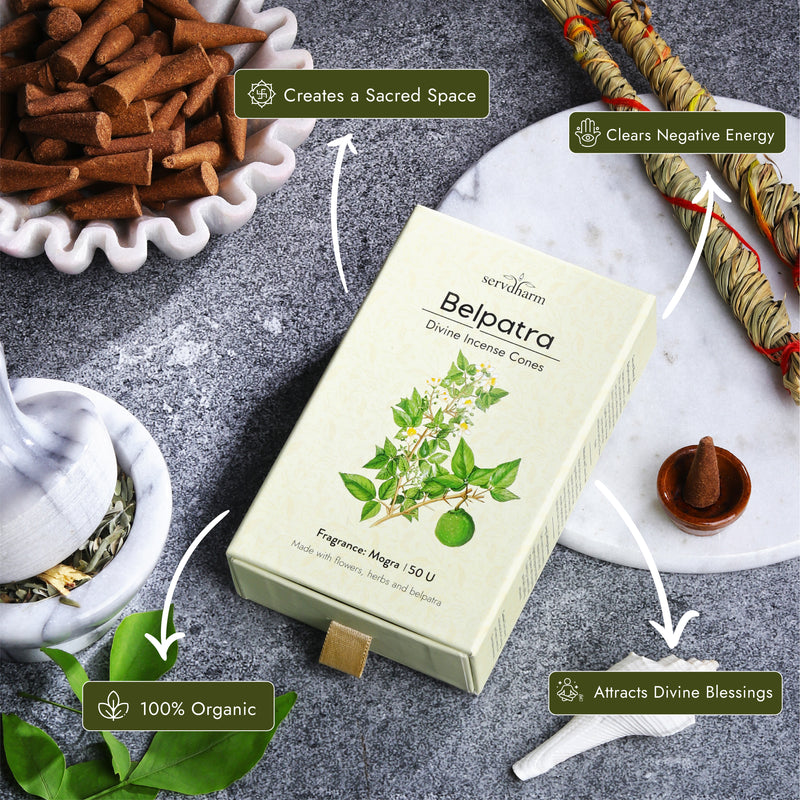 Belpatra Divine Incense Cones | Fragrance : Mogra | Pack of 50