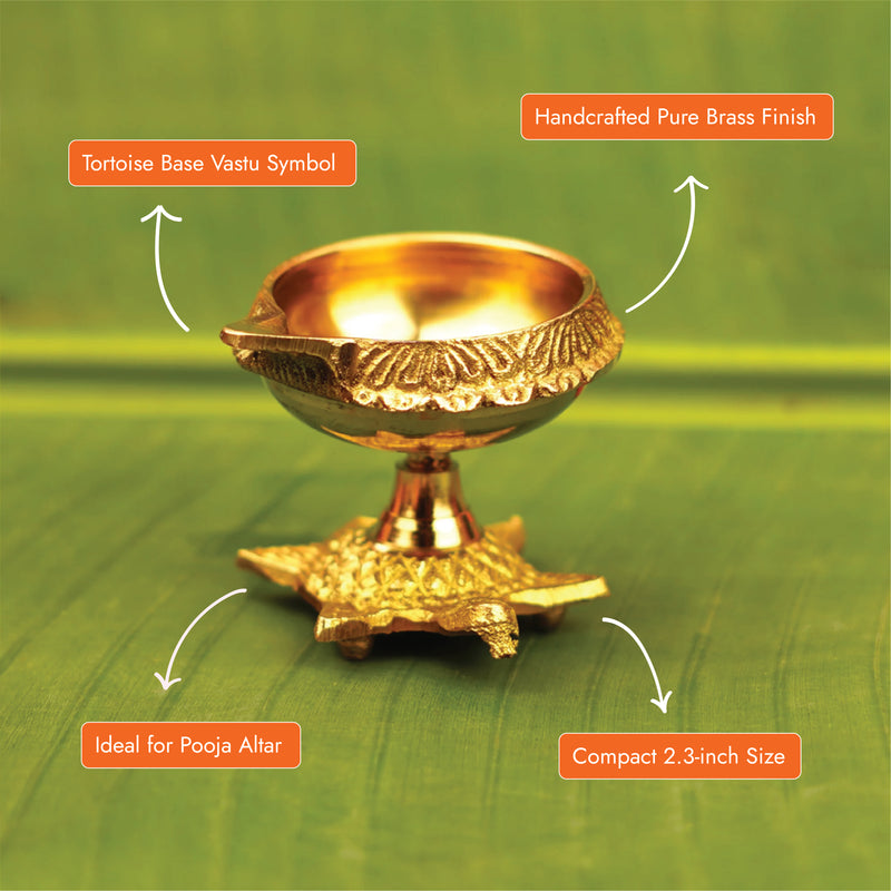 Auspicious Brass Kuber Diya tortoise 2.3 inch