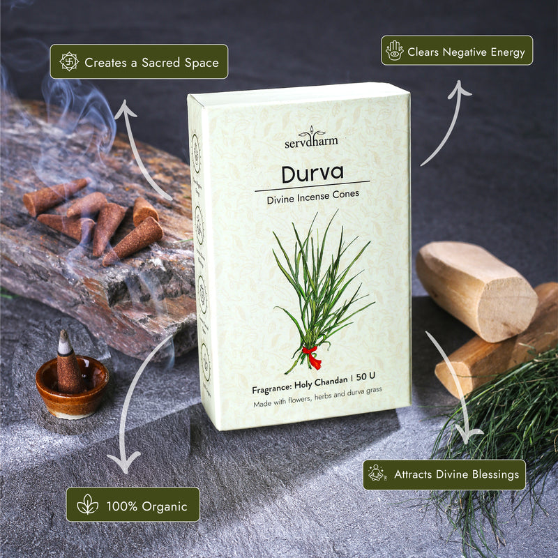 Durva Divine Incense Cones | Fragrance : Holy Chandan | Pack of 50