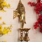 Auspicious Brass Ganesh Wall Hanging Diya With Bells